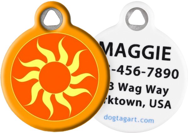 Dog Tag Art Orange Sun Personalized Dog and Cat ID Tag