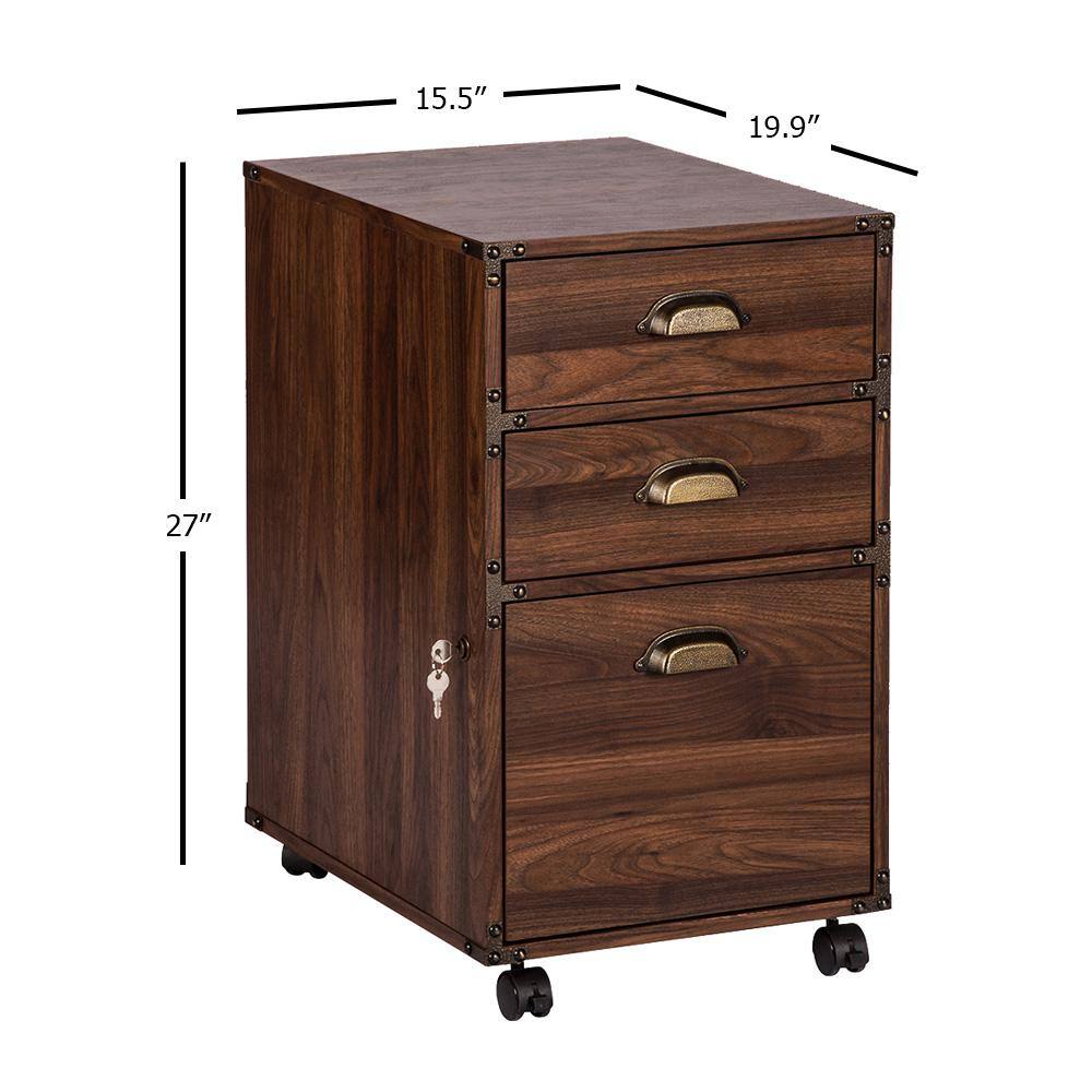 SAINT BIRCH Hanson Walnut 3-Drawer Mobile File Cabinet SBLG4305MFWN