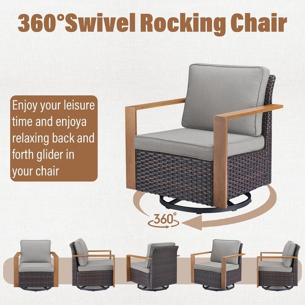 All Weather Wicker Chair with 3Seat Sofa Ottoman