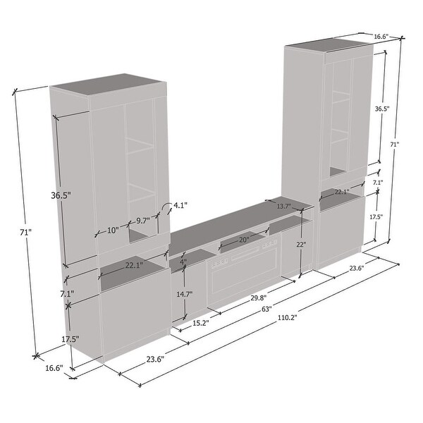 Reno WH05 Electric Fireplace Modern Wall Unit Entertainment Center