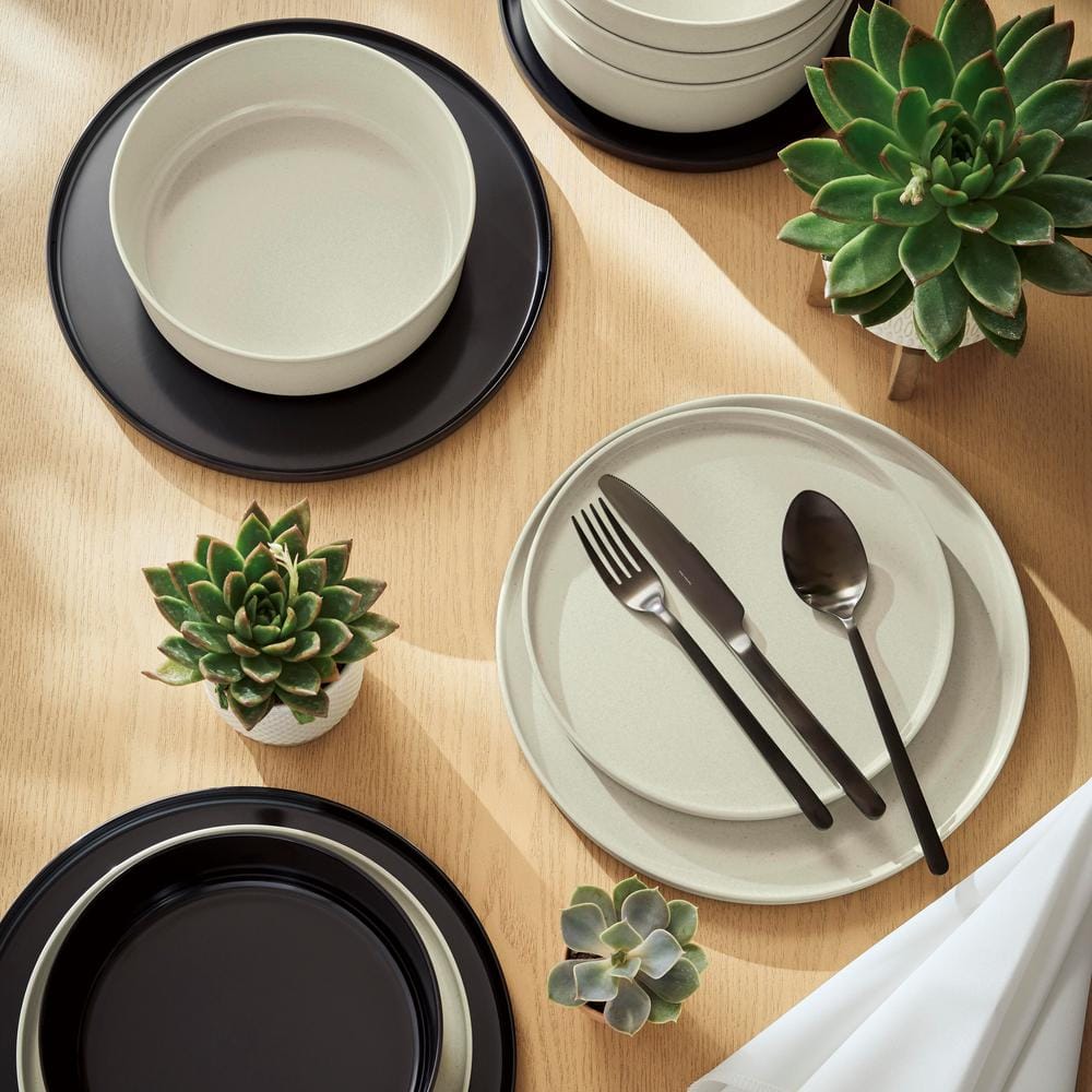 Home Decorators Collection Trenblay Melamine Dinnerware Set in Charcoal Black (Service For 4) TPL1105MDSBB