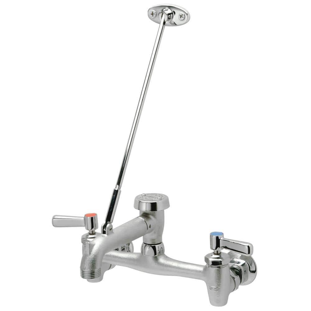 Zurn AquaSpec WallMount Service Sink Faucet VacuumBreaker Spout Pail Hook Wall Brace Metal Lever HandlesRough Chrome