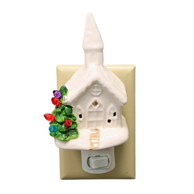 Ganz Church Night Light One Night Light 6 0 Inches Ceramic Electric Plug in Mx181444 Ceramic White