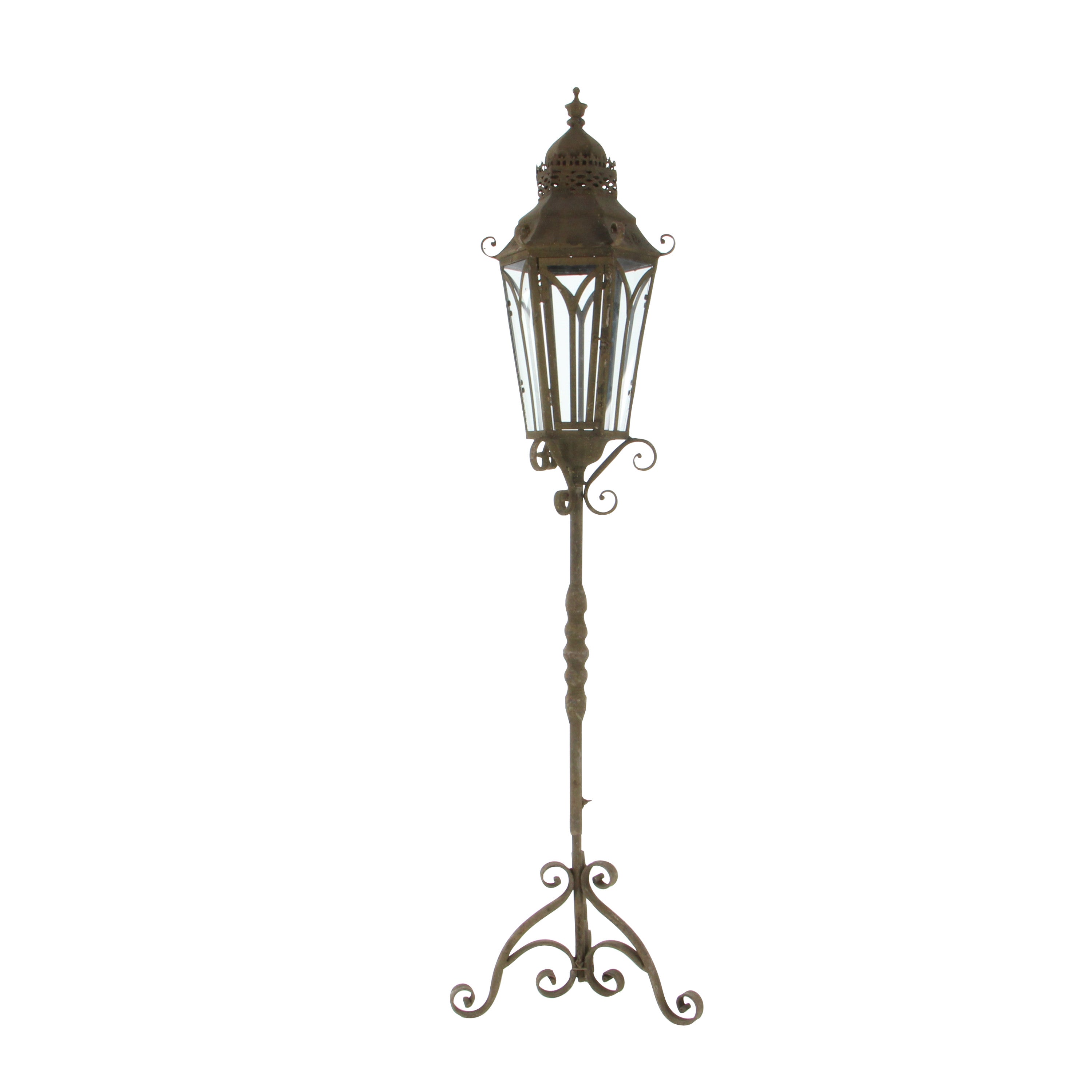 DecMode Brown Metal Tall Standing Candle Lantern