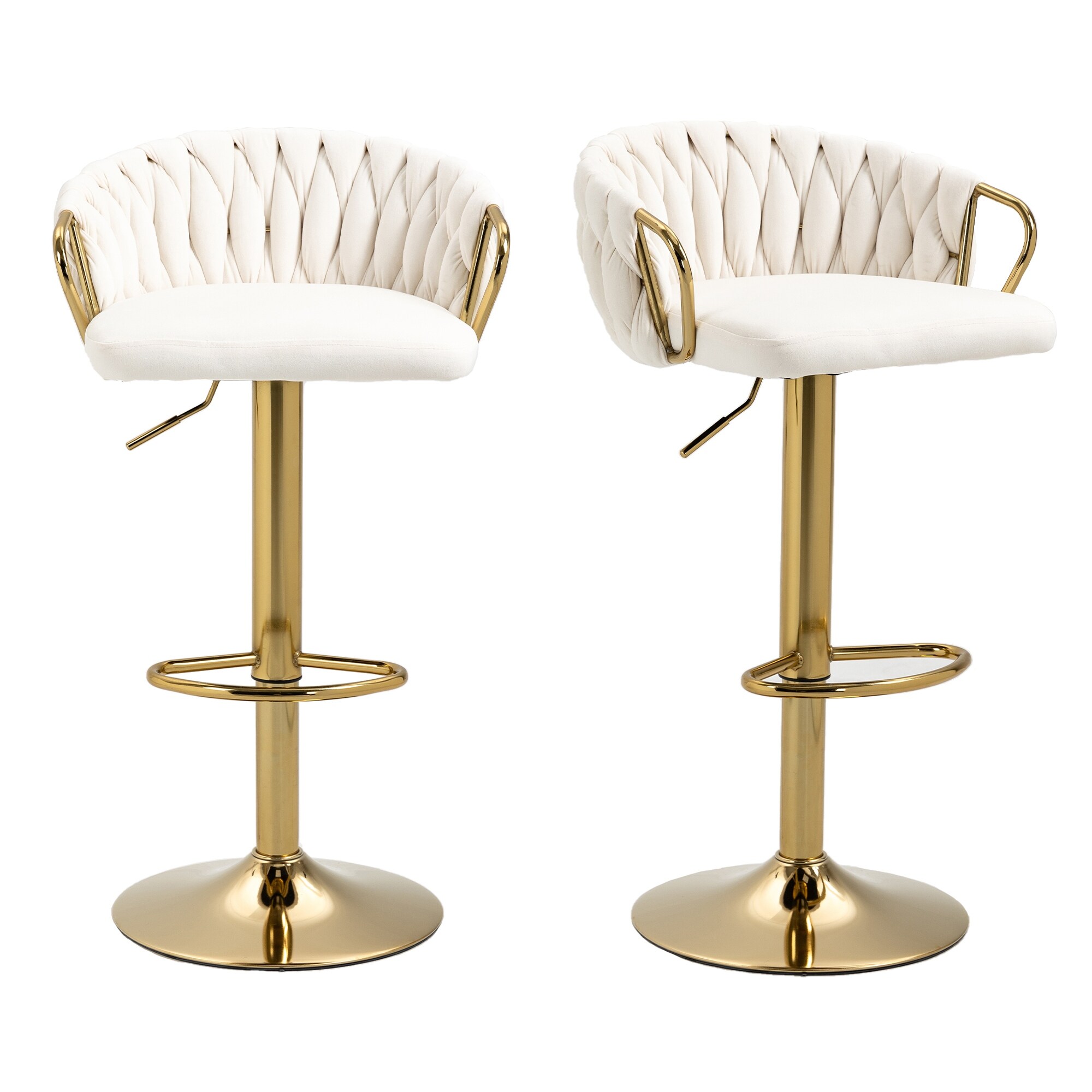 2 Set Counter Height Velvet Bar Stools