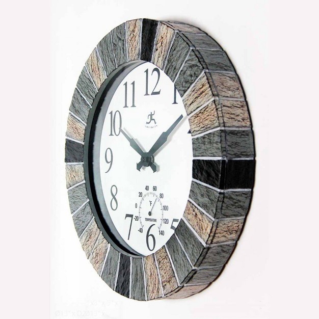 Faux Stone Mosaic Indoor outdoor Wall Clock Infinity Instruments