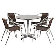 Flash Furniture Round Indoor / Outdoor Dining Table and Rattan Chair 5-piece Set