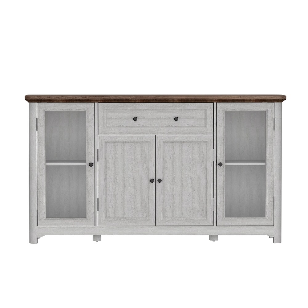 Console Table Elegant Farmhouse Buffet and Bookcase Gray/Brown Finish   63\