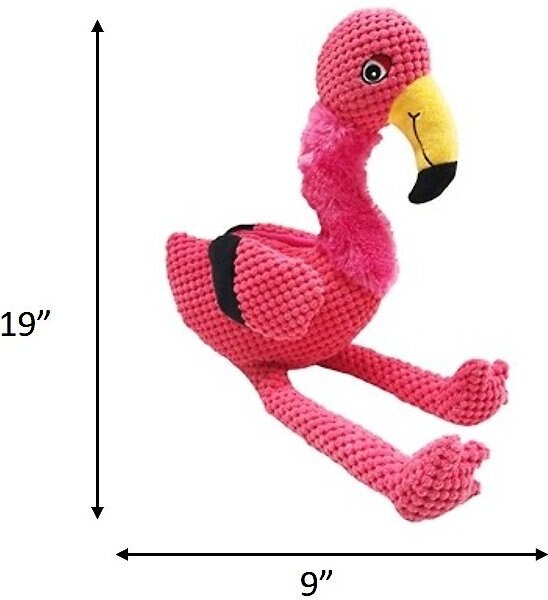 Fab Dog Floppy Flamingo Squeaky Plush Dog Toy