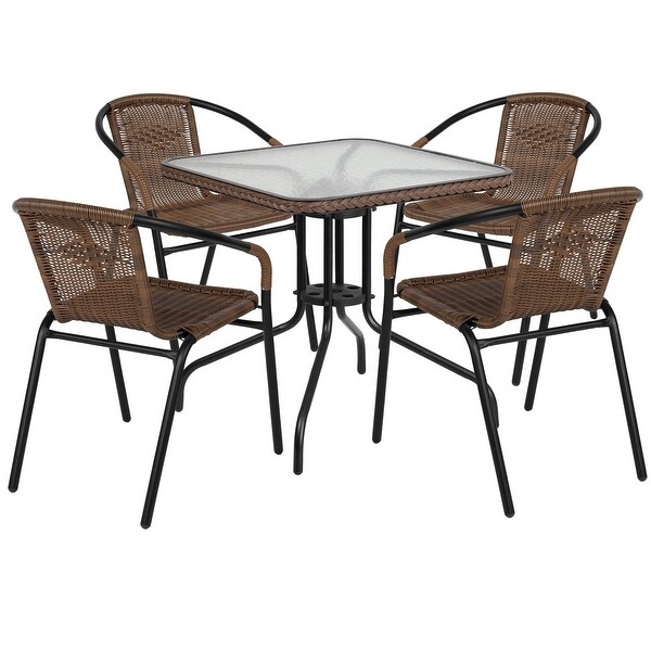 Powdercoated Aluminum/ Rattan Lightweight 5piece Outdoor Dining Set