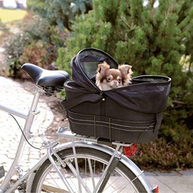 Foldable Pet Travel Bicycle Basket Dog Bike Carrier With Folding Mesh Pet Bicycle Booster Carrier For Dogs and Cats