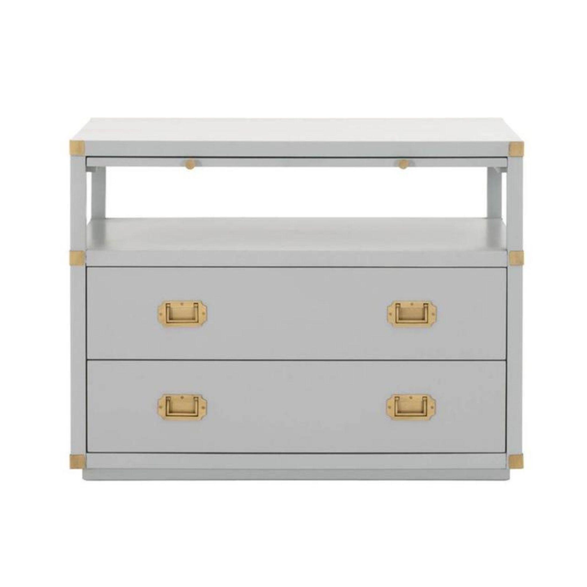 Barrett 2 Drawer Nightstand, Grey & Gold