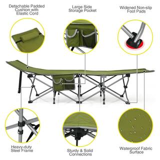 Costway Folding Camping Cot Heavy-Duty Outdoor Cot Bed Green OP70768GN