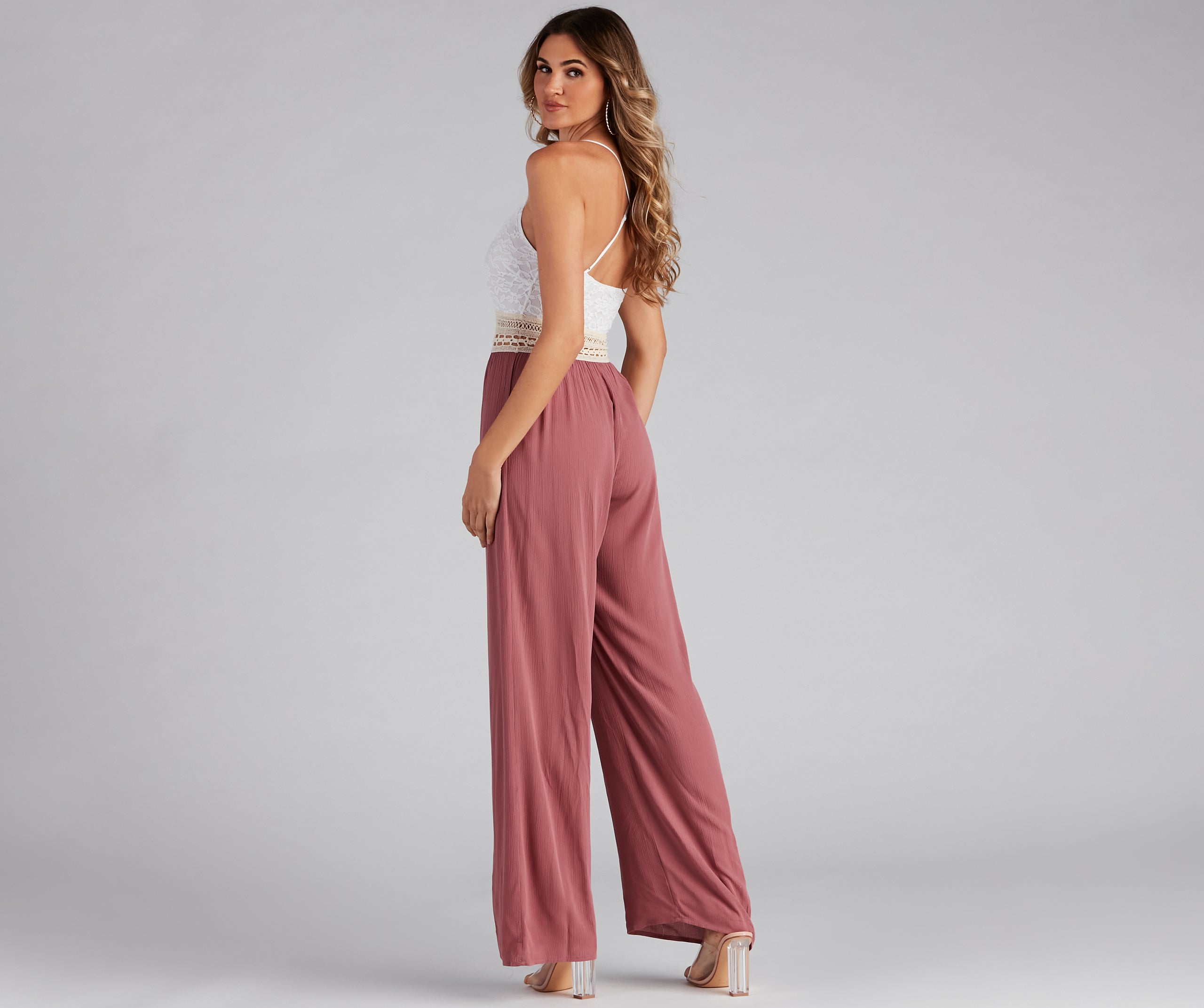 Timeless Beauty Crochet And Gauze Jumpsuit