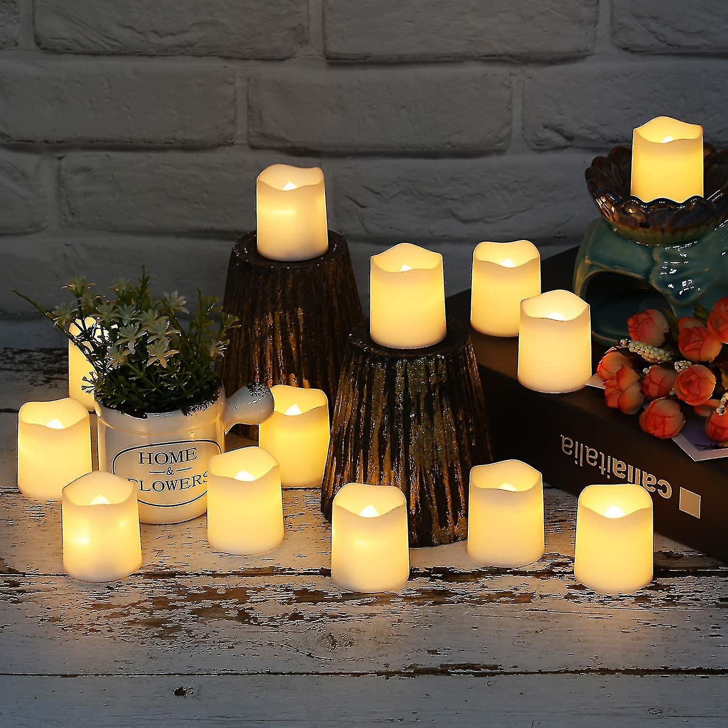 24 Pack Flameless Votive Candles，battery Operated Led Lights