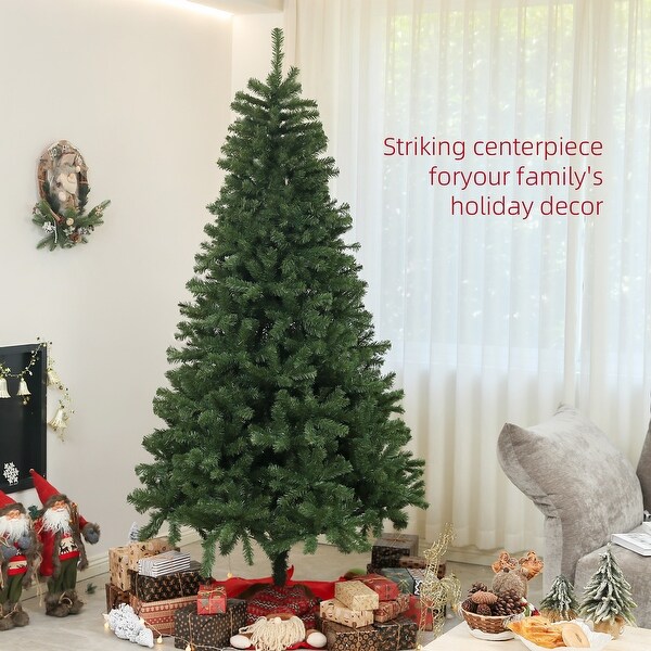 HOMCOM 6ft Artificial Christmas Tree，Xmas Tree with 1000 Branch Tips，Auto Open，Steel Base