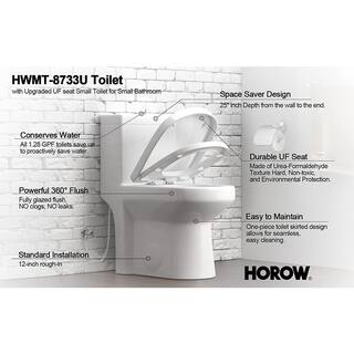 HOROW 1-piece 0.81.28 GPF Dual Flush Round Toilet in White with Durable UF Seat Included HR-0033U