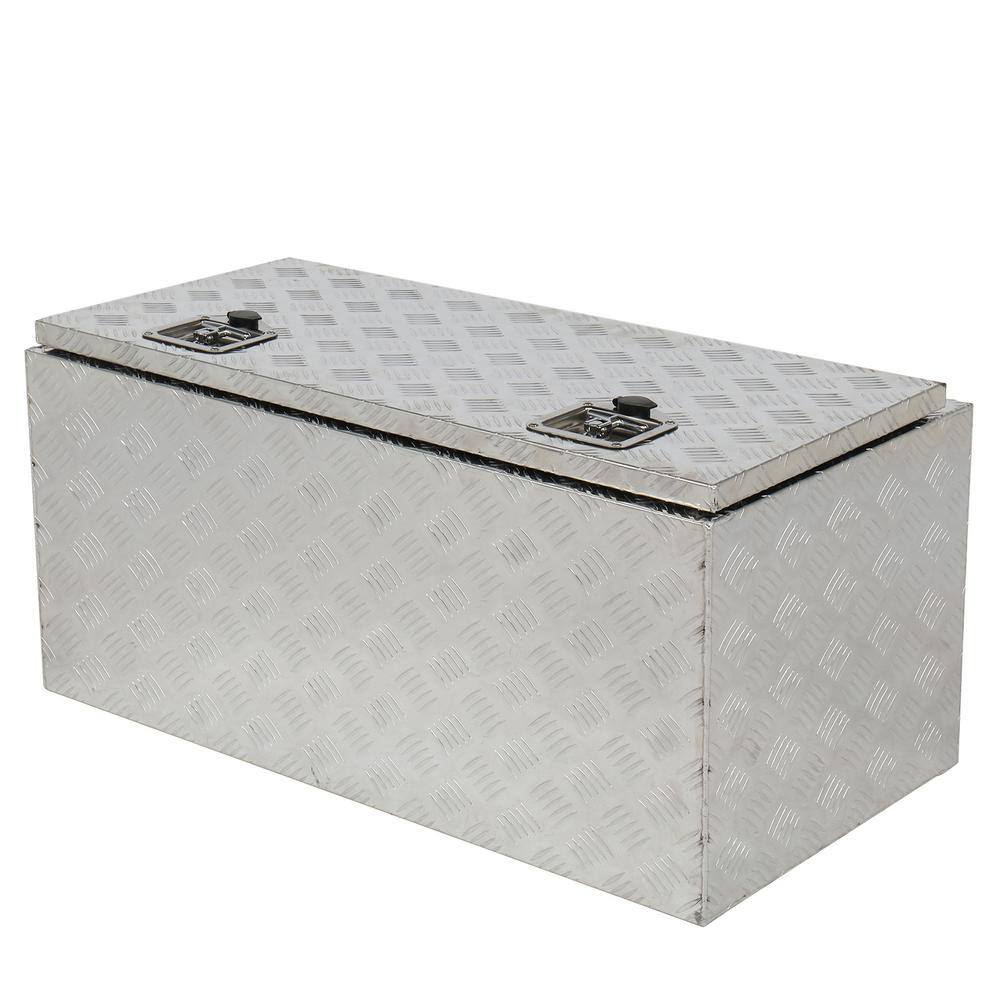 Karl home 36 in. Silver Diamond Plate Aluminum Underbody Truck Tool Box Double Lock with Key 662572796899