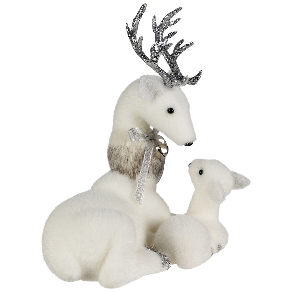 Laying Reindeer Mom and Calf Christmas Figurine