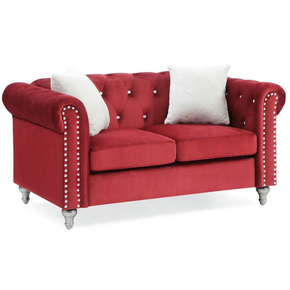 Raisa Microsuede Velvet Tufted Loveseat