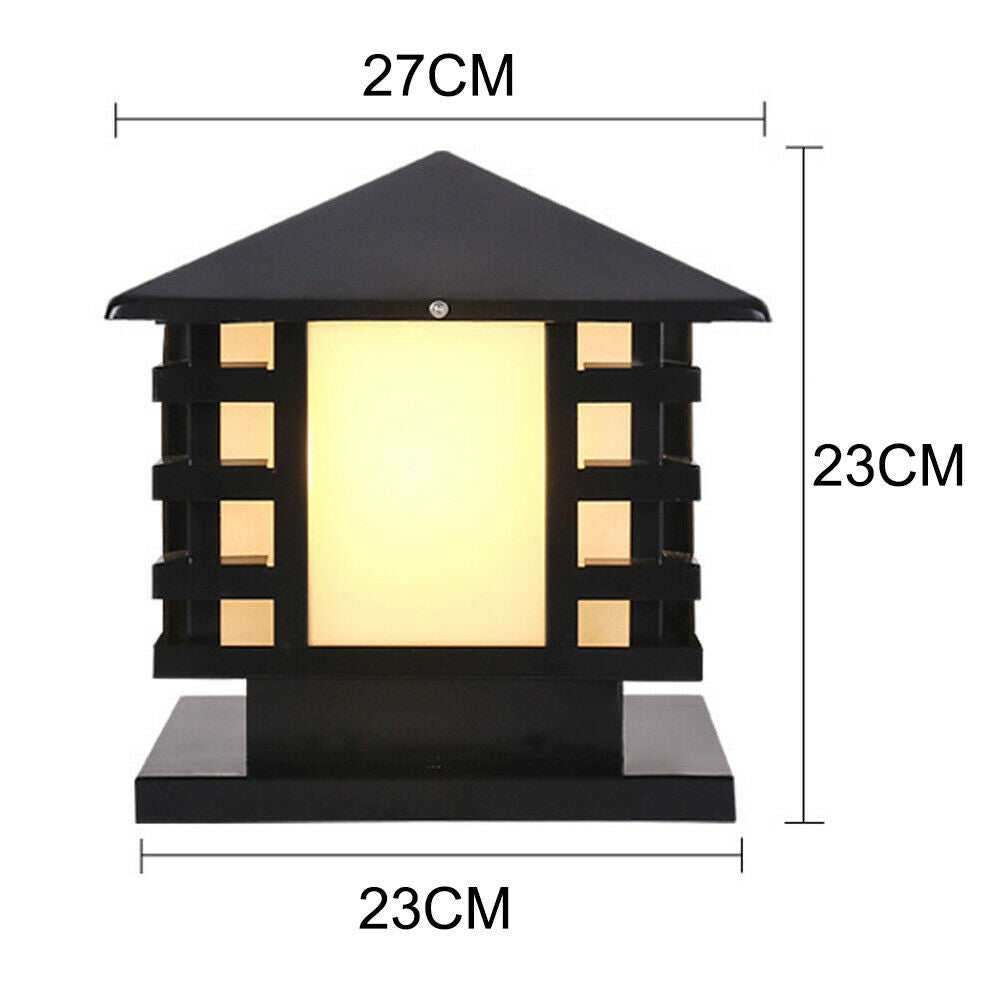 TFCFL Black Retro Pillar Light Lantern Garden Lighting Yard Gate Post Lamp Waterproof