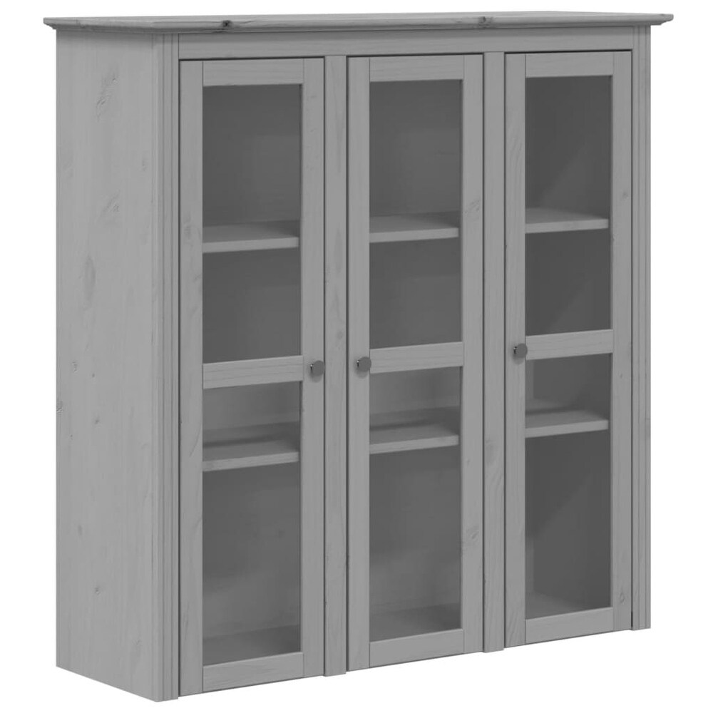 vidaXL Cabinet with Glass Doors BODO White Solid Wood Pine   45.5\