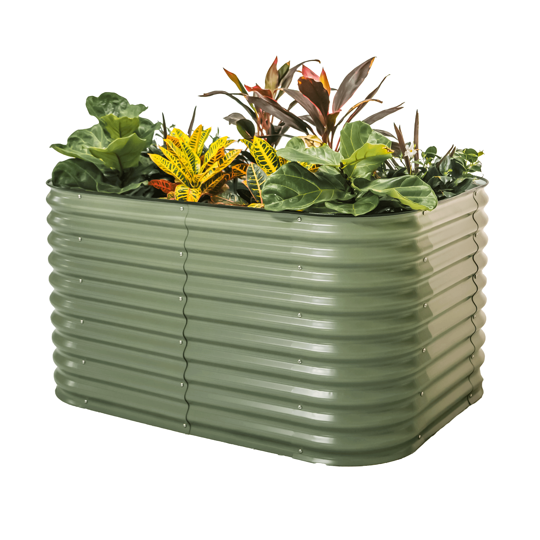 Vego Garden 32" Tall 6 in 1 Modular Metal Raised Garden Bed -Olive Green