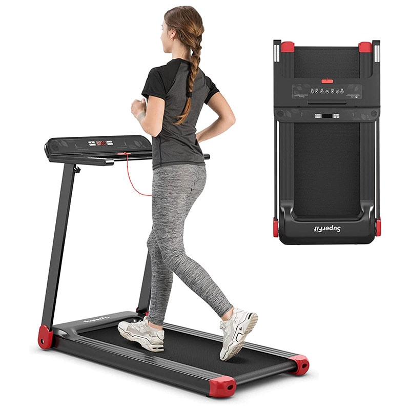 2.25HP Electric Folding Treadmill Smart APP Control Walking Running Machine with HD LED Display & Device Holder