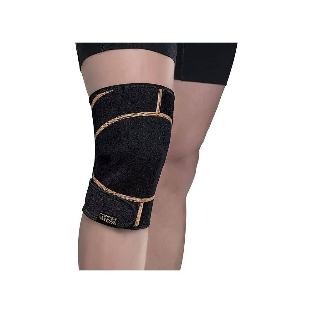 COPPER FIT Rapid Relief One Size Fits Most Copper Infused Adjustable Compression Knee Wrap with Gel-Pack in Black CFRRKNW