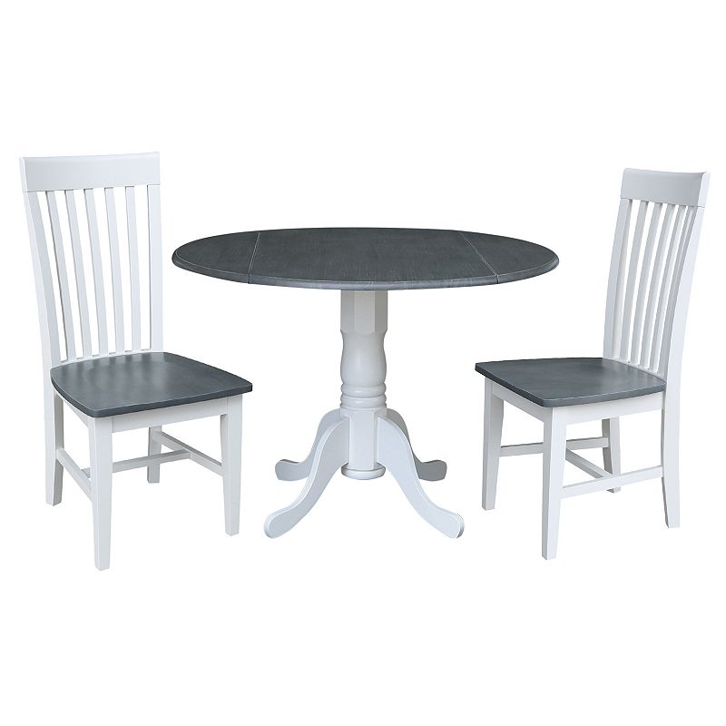 International Concepts Drop Leaf Dining Table and Slat Back Chair 3-piece Set