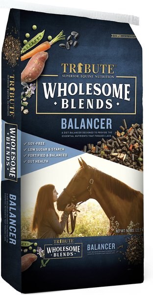 Tribute Equine Nutrition Wholesome Blends Balancer Horse Food， 50-lb bag