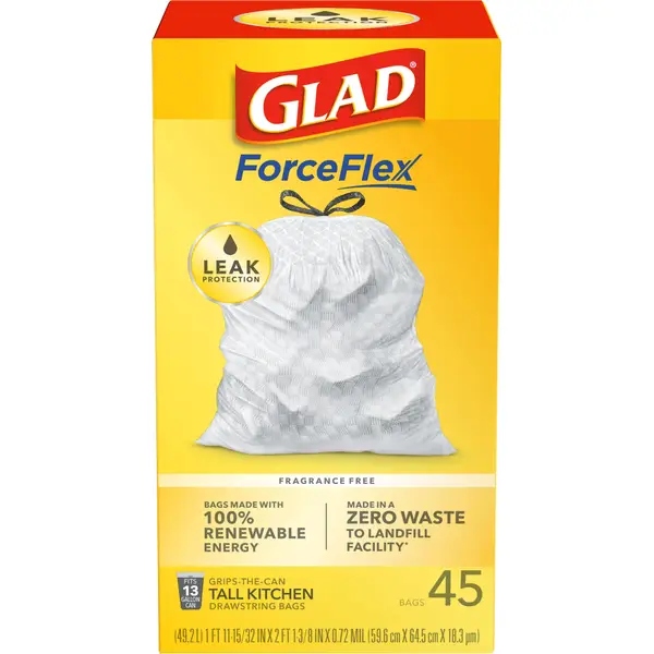 Glad 45-Count 13 Gallon Tall Kitchen Drawstring Trash Bags