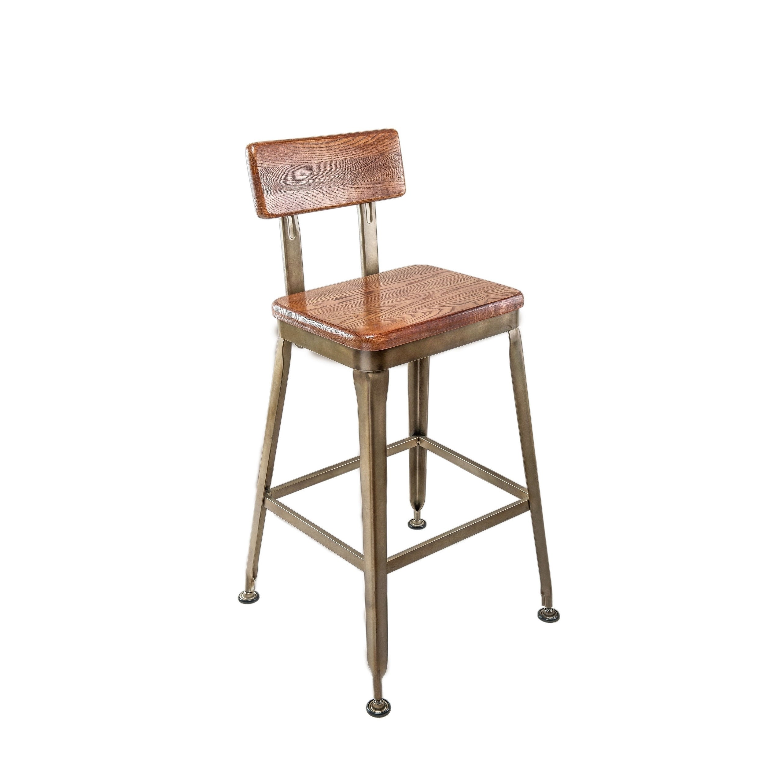 Brocha counter Stool， 26 seat height and Solid Metal frame with solid wood.