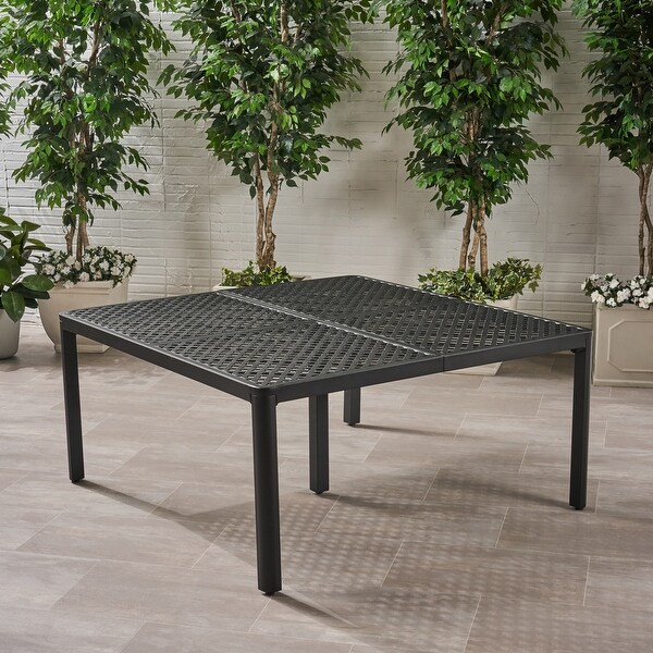 Outdoor Modern Aluminum Dining Table with Woven Accents