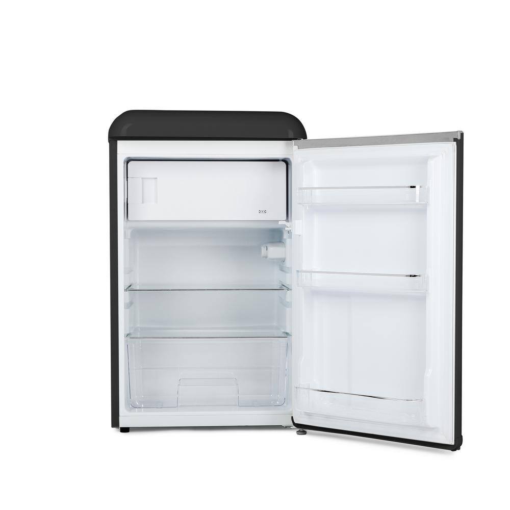 Commercial Cool 4.0 cu. ft. Retro Mini Fridge with Full Width Freezer Compartment in Black CCRR4LB