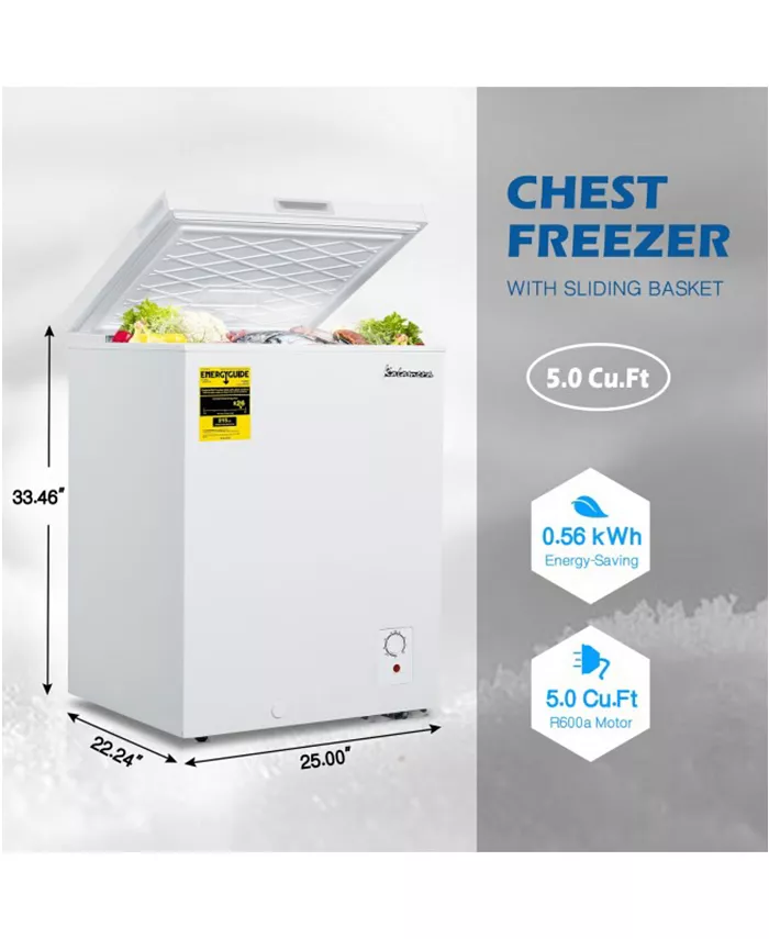 Kalamera 5.0 Cu.ft Compact Upright Deep Freezer Freestanding Small Chest Freezer For Home Apart With Lowest -4„‰