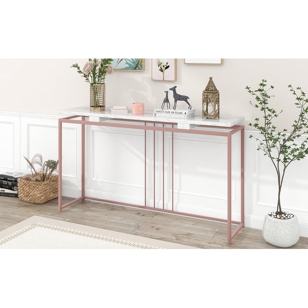 63'' Modern Console Table， Extra Long Entryway Table with Metal Frame for Entryway， Hallway， Living Room， Foyer， Office