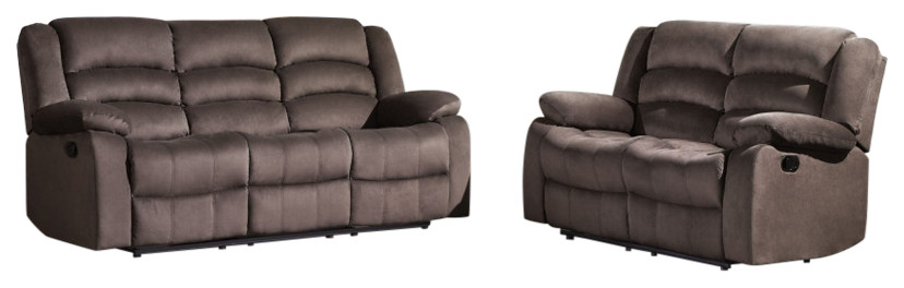 Callan Contemporary Microfiber Recliner 2 Piece Set   Transitional   Living Room Furniture Sets   by Luxuriant Furniture  Houzz