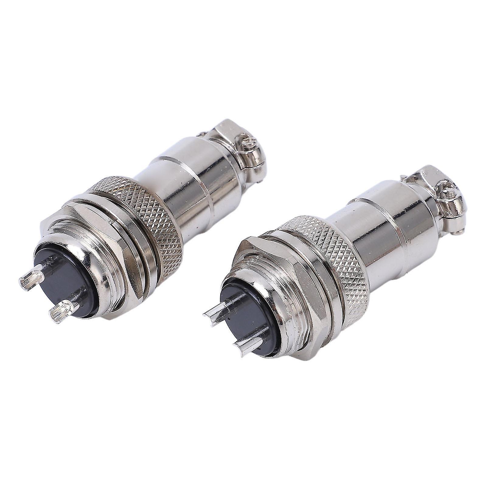 2Pcs Aviation Plug Socket Connector Zinc Alloy Shell Copper Silver Plated Connectors 2 Pin