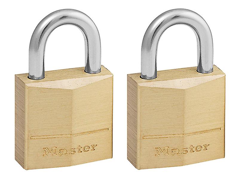 Master Lock Solid Brass 20mm Padlock 3-Pin - Keyed Alike x 2 MLK120T