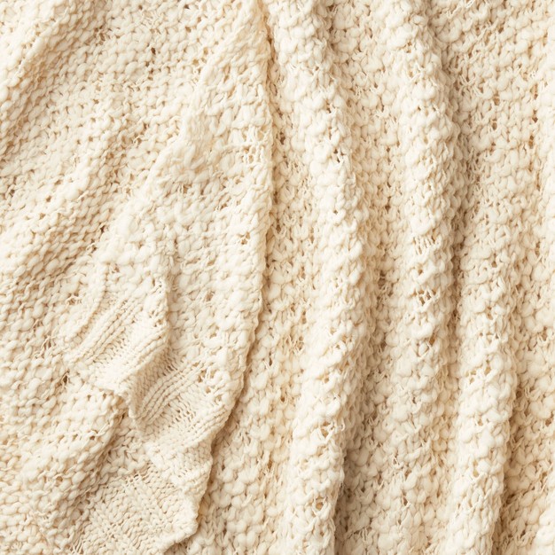 Honeycomb Textured Knit Throw Blanket Cream Designed With Studio Mcgee