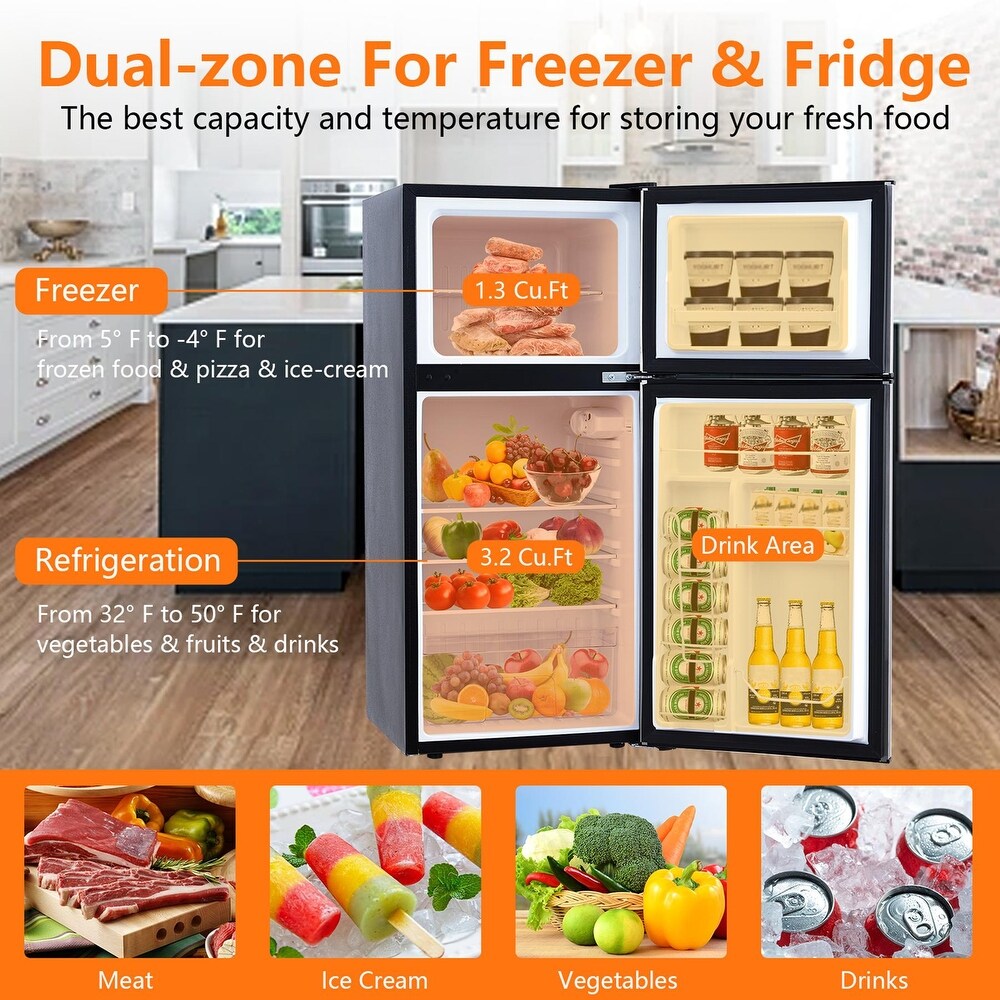 2 Door Mini Fridge Compact Refrigerator with Freezer