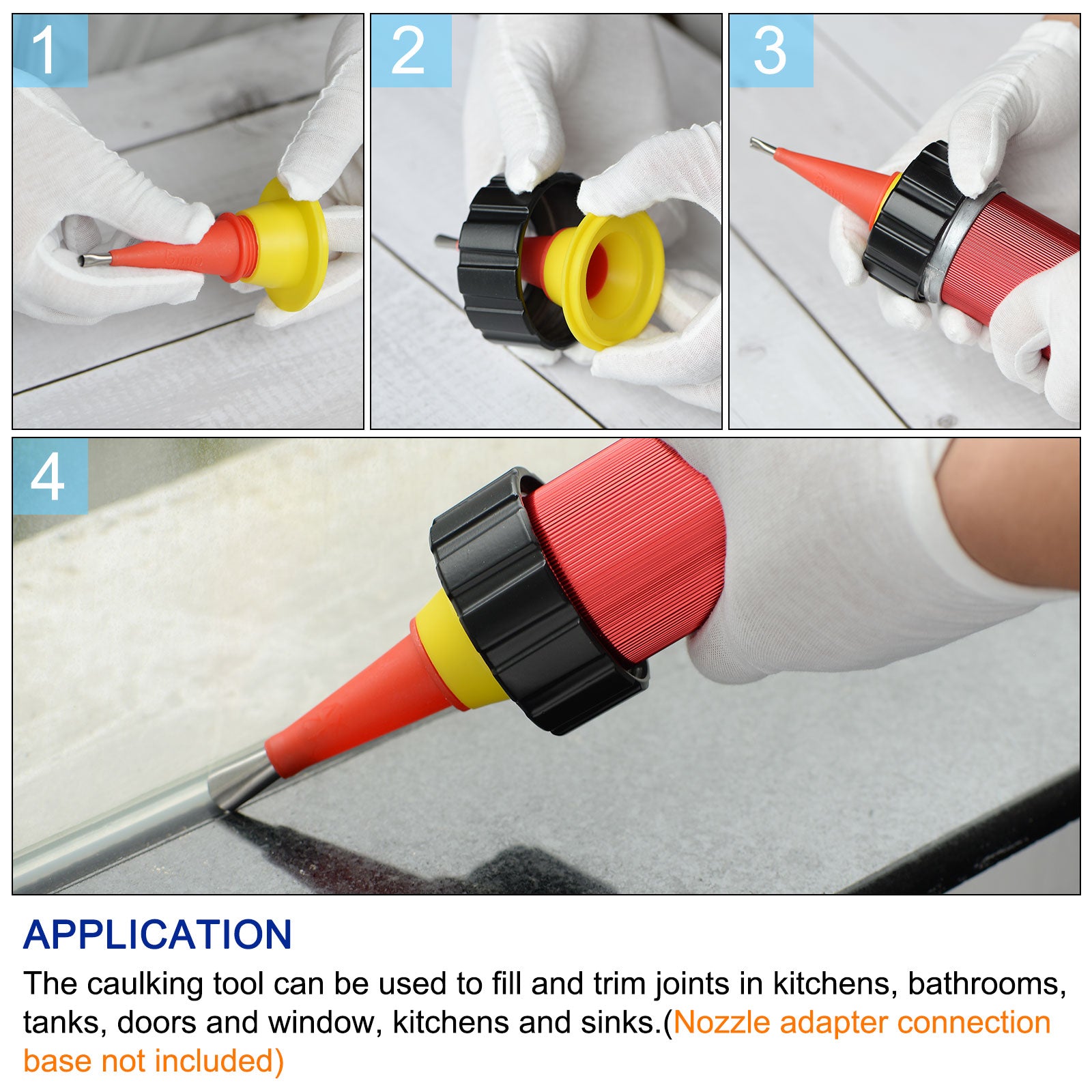 Uxcell 4Pack 6mm Width Nozzle Adapter, G3/4 Threaded Connector Reusable Caulk Nozzle