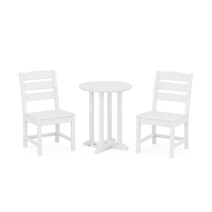 Polywood Lakeside Side Chair 3-Piece Round Bistro Dining Set PWS1302-1