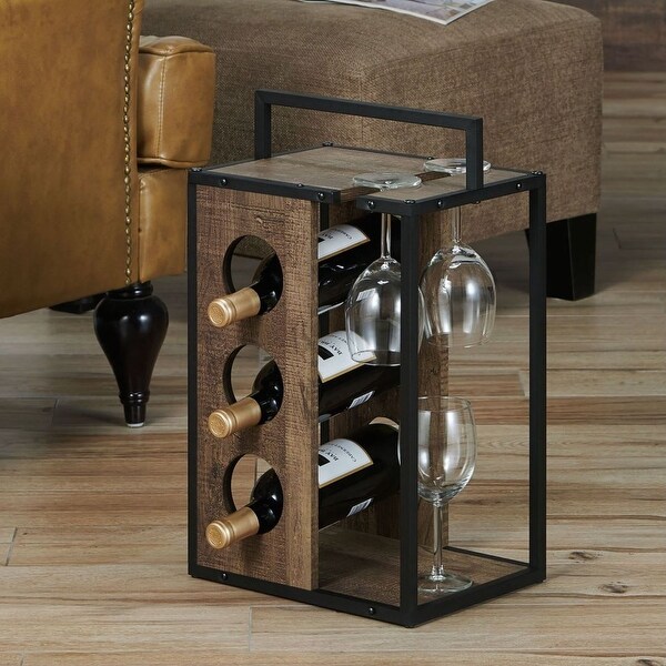 3-Bottle Wine Rack， Reclaimed Oak