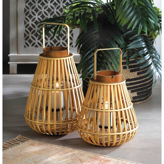 Wood Slat Outdoor Lantern Tan Zingz amp Thingz