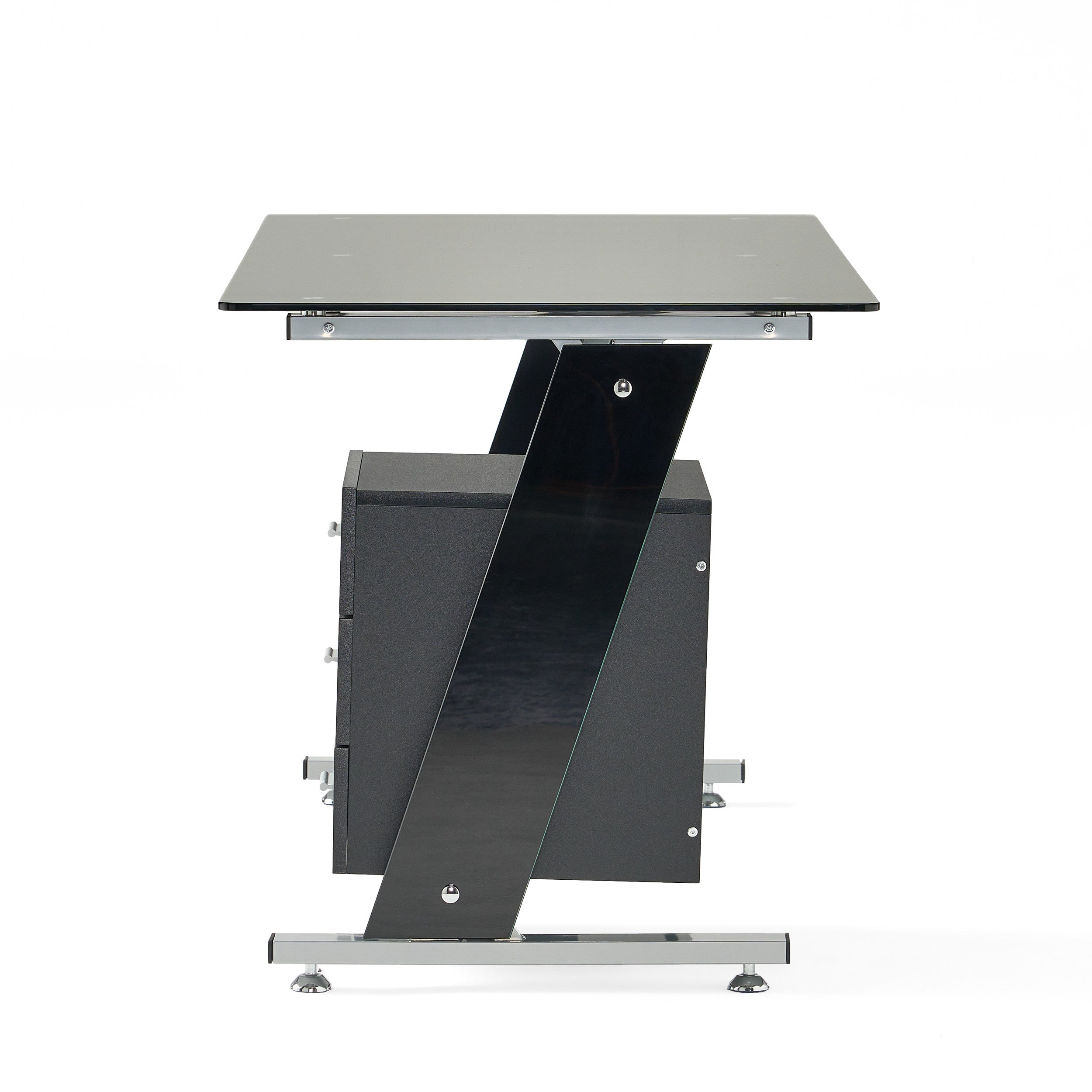 Berlin Modern Tempered Glass Computer Desk with Storage