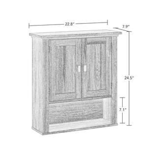 RiverRidge Home Hayward 24.5 in. H 7.88 in. D x 22.81 in. W Two-Door Bathroom Wall Cabinet in a Dark Woodgrain Veneer Finish 06-176