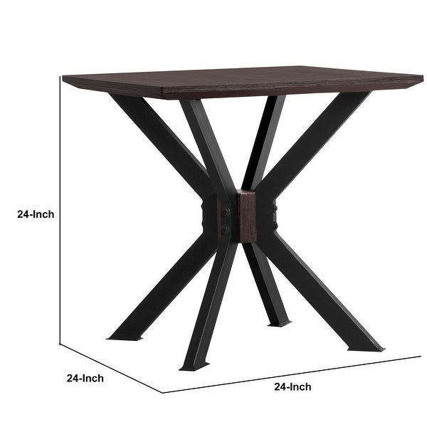 Wooden End Table with Intersected Double X Shaped Legs， Brown and Black