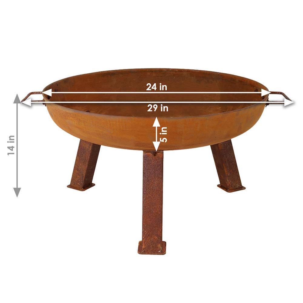 Sunnydaze Decor Rustic 24 in x 15 in Round Cast Iron Wood Burning Fire Pit Bowl in Rust